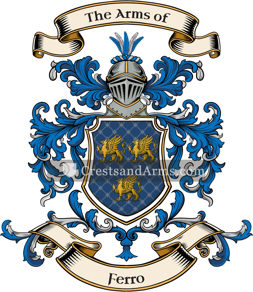 The Ferro coat of arms, drawn from the recorded blazon