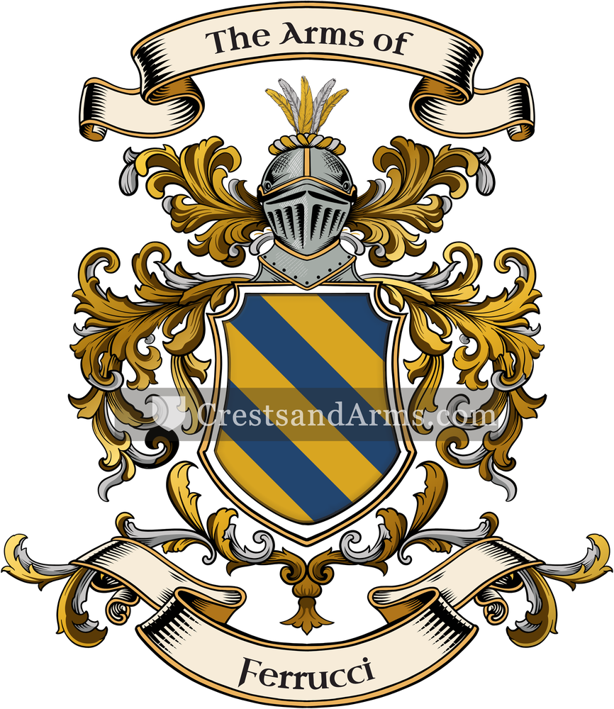 The Ferrucci coat of arms, drawn from the recorded blazon