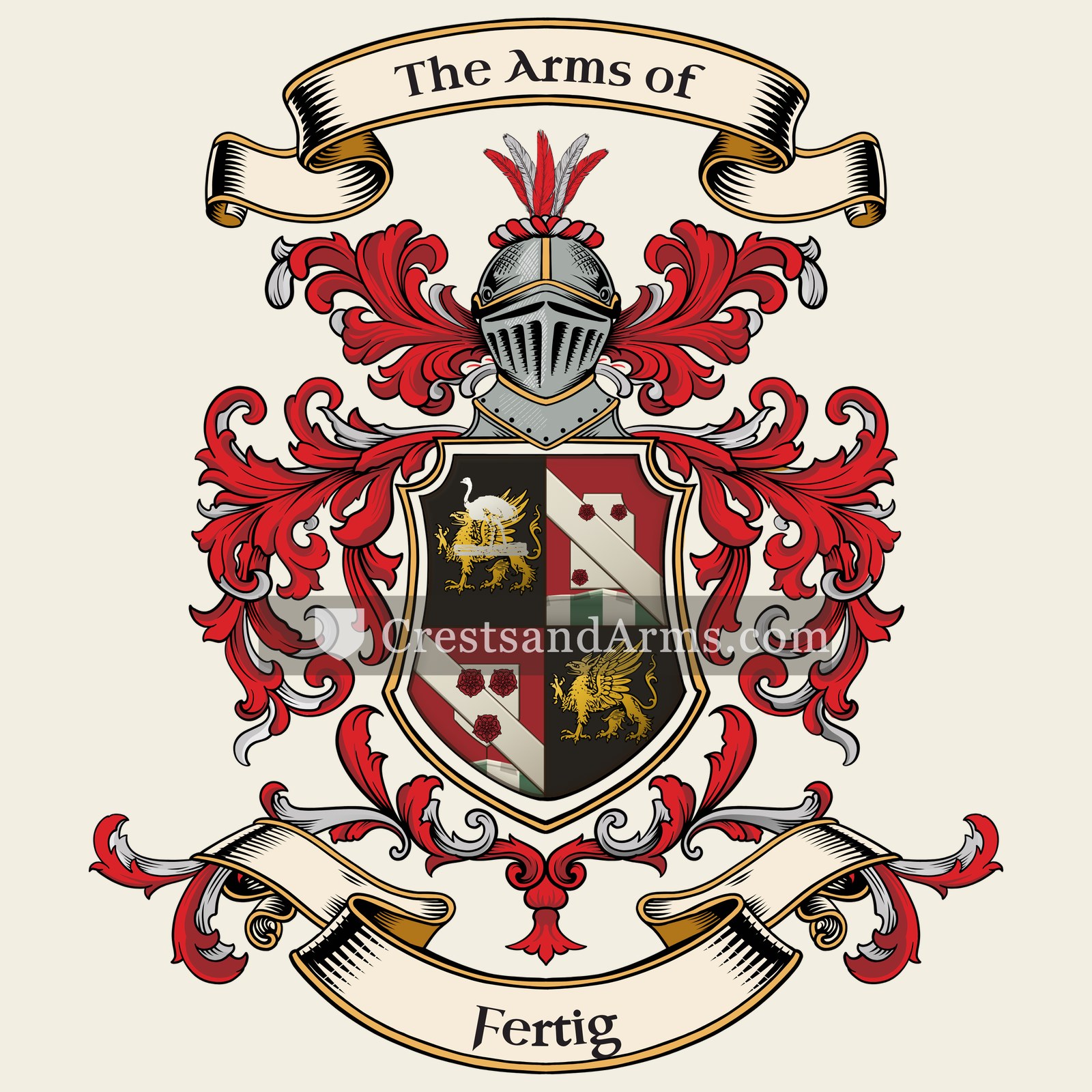 The Fertig coat of arms, drawn from the recorded blazon