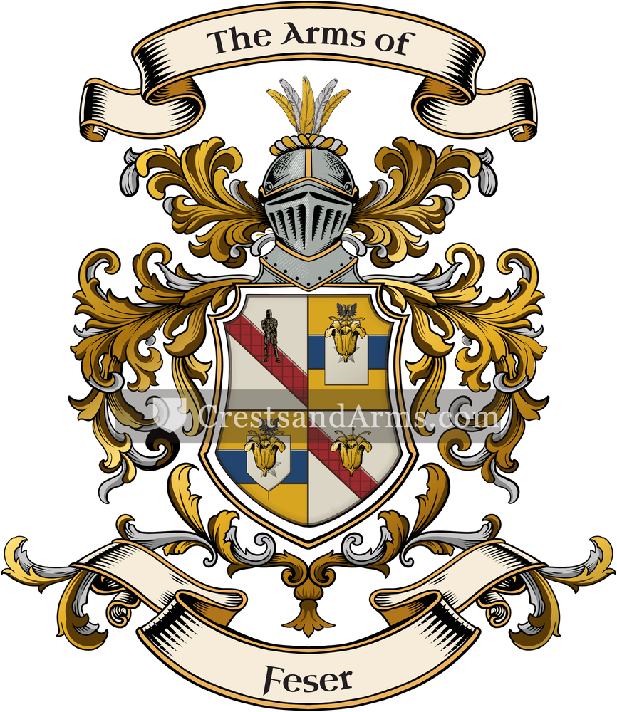 The Feser coat of arms, drawn from the recorded blazon