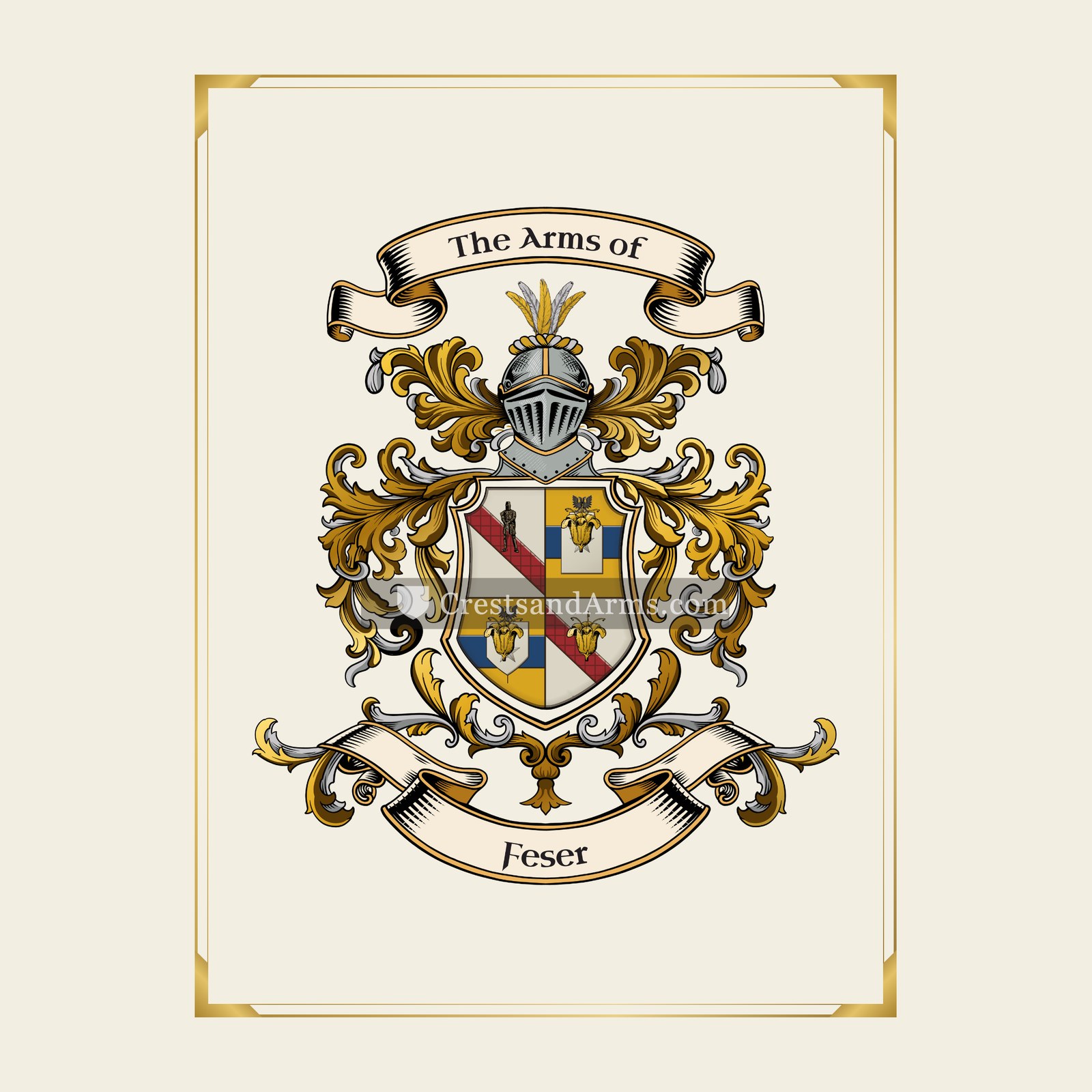 With gold border