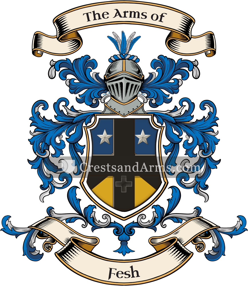 The Fesh coat of arms, drawn from the recorded blazon