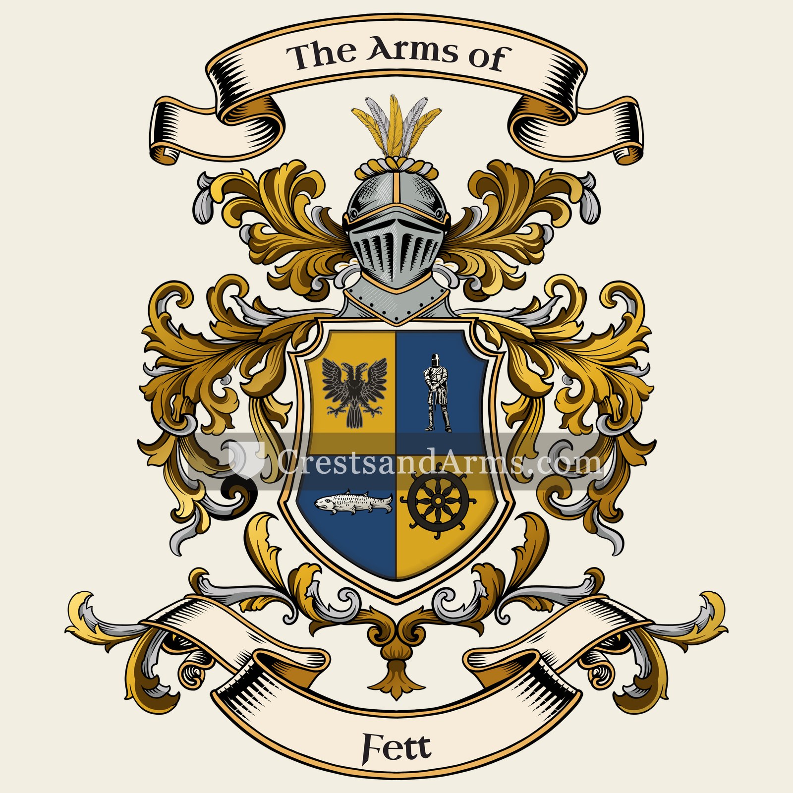 The Fett coat of arms, drawn from the recorded blazon