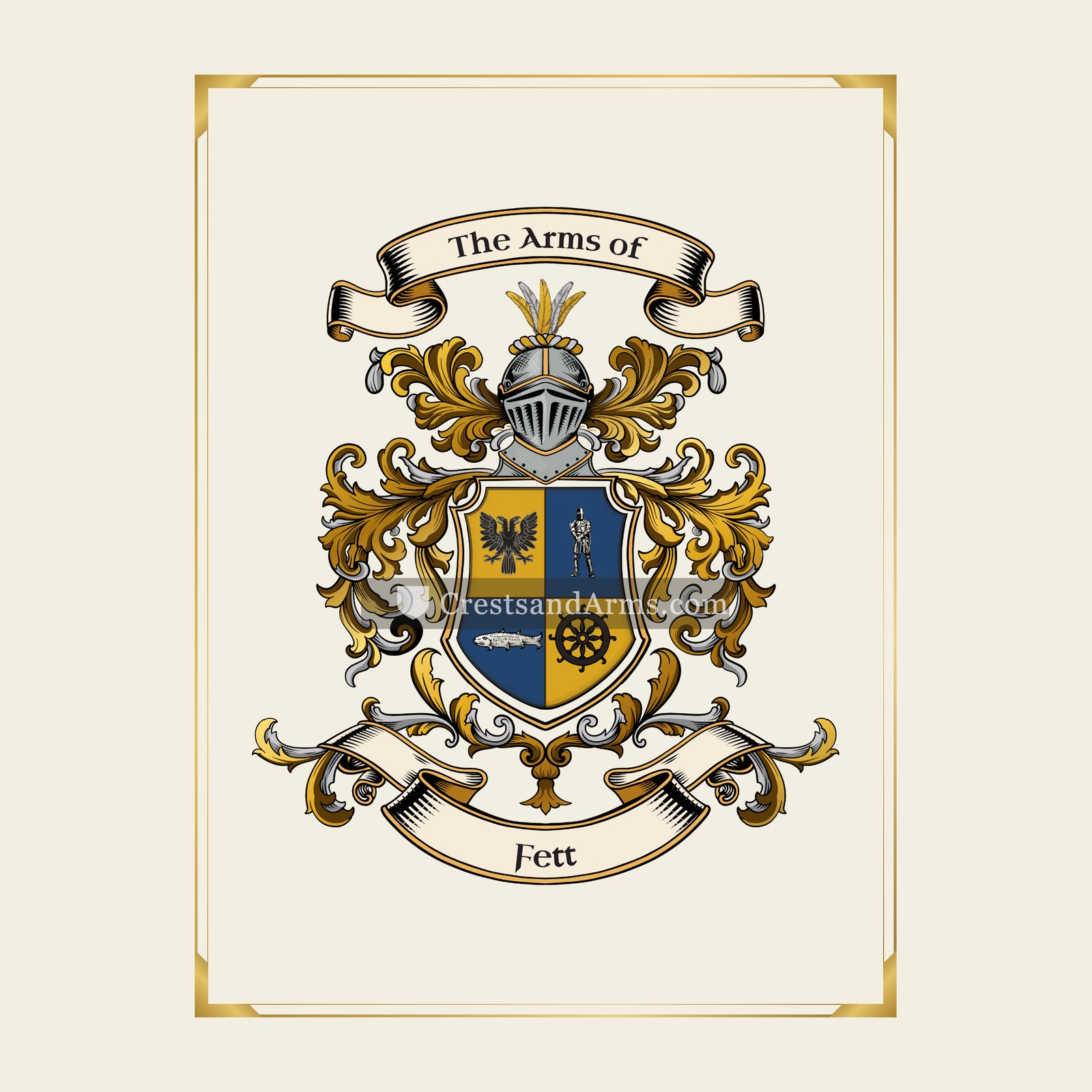 With gold border