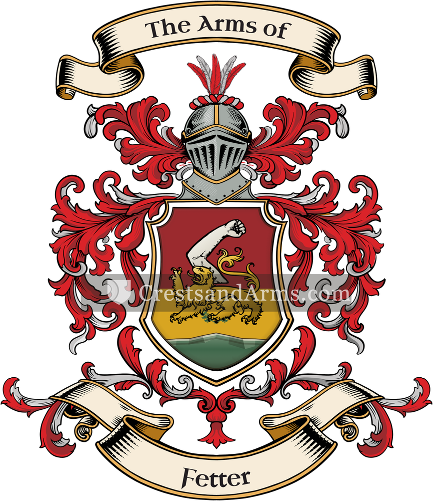 The Fetter coat of arms, drawn from the recorded blazon