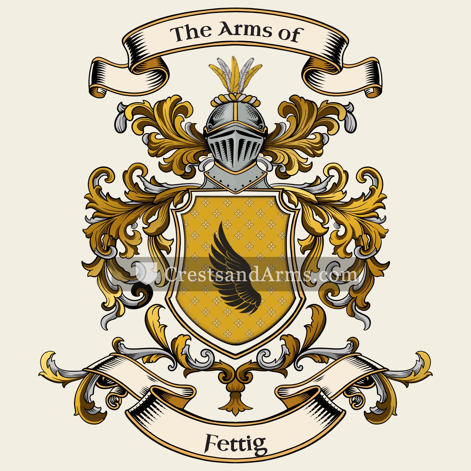 The Fettig coat of arms, drawn from the recorded blazon
