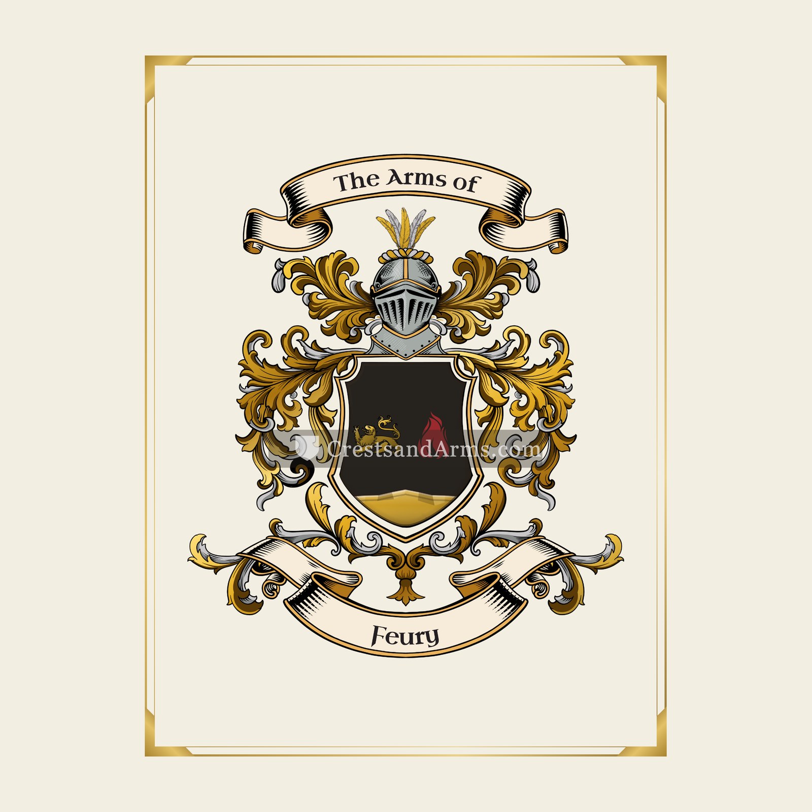 With gold border