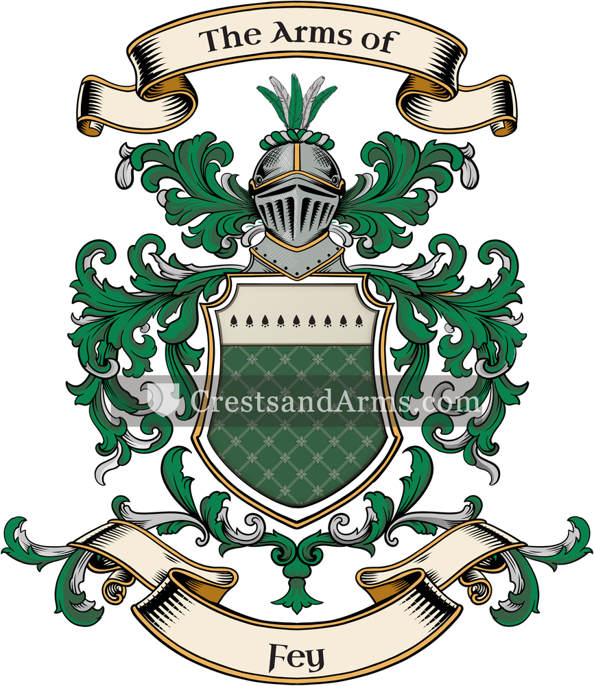 The Fey coat of arms, drawn from the recorded blazon