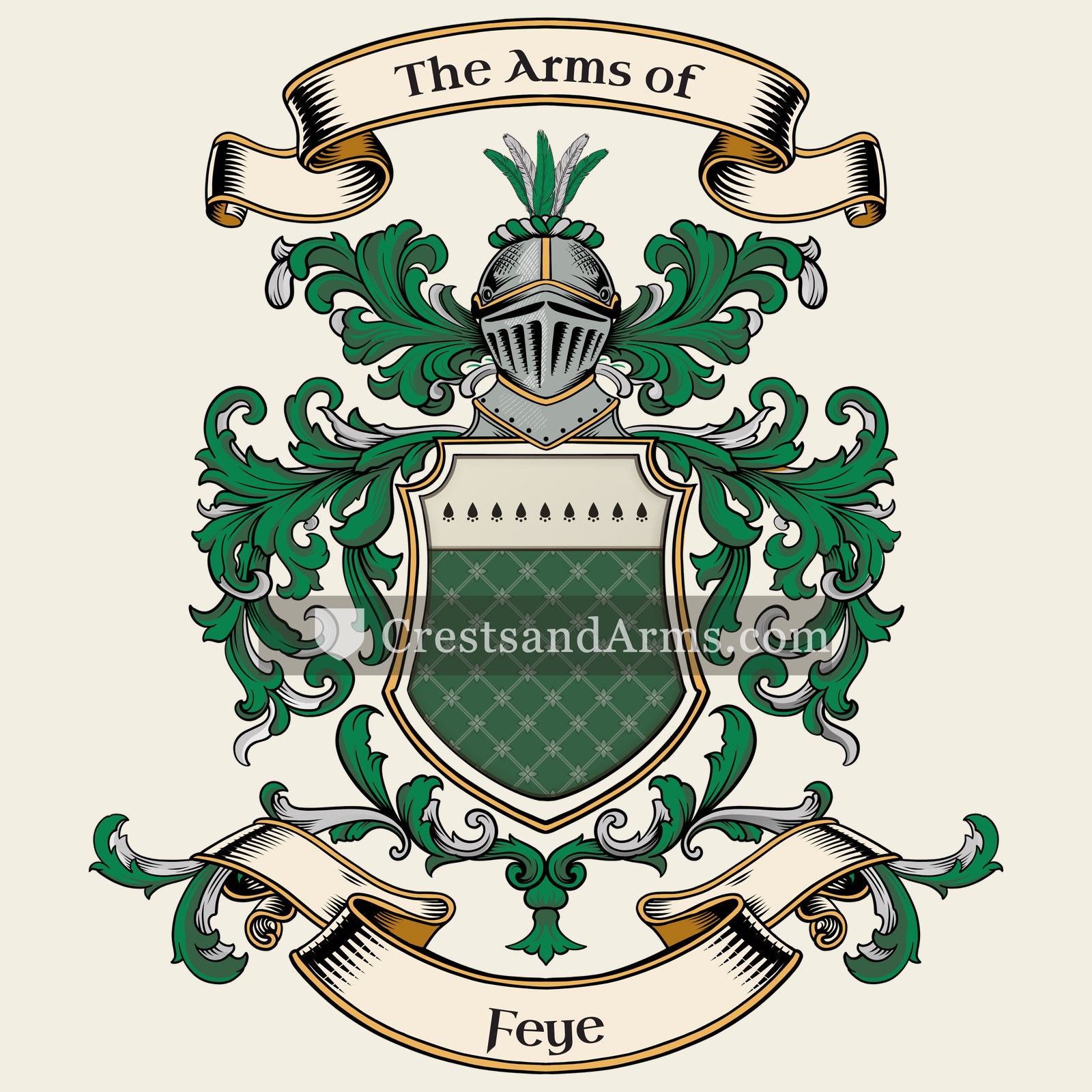The Feye coat of arms, drawn from the recorded blazon