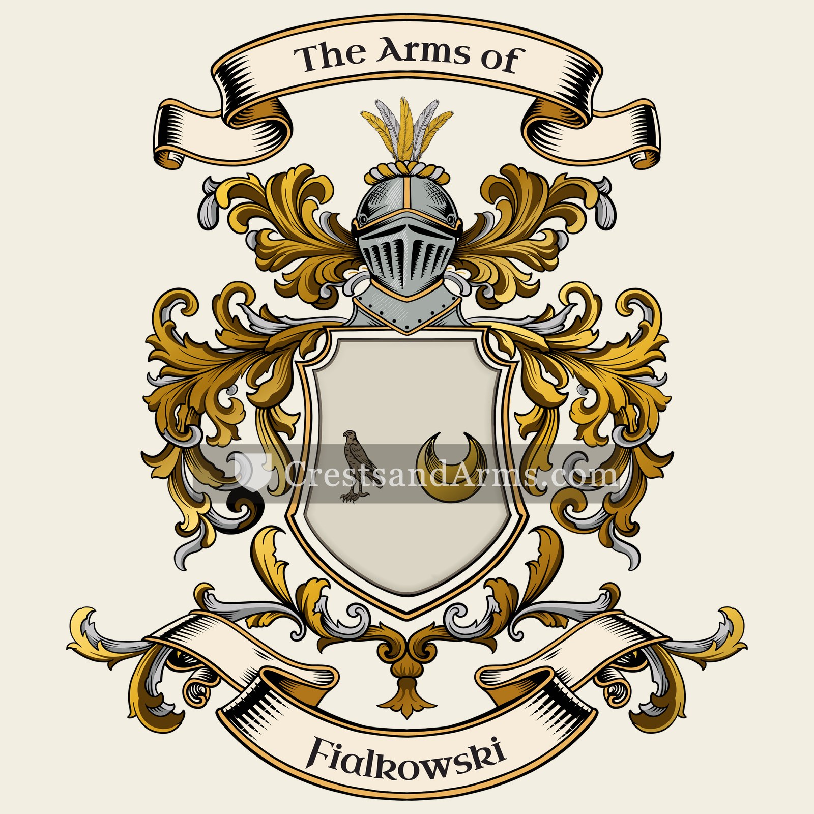 The Fialkowski coat of arms, drawn from the recorded blazon