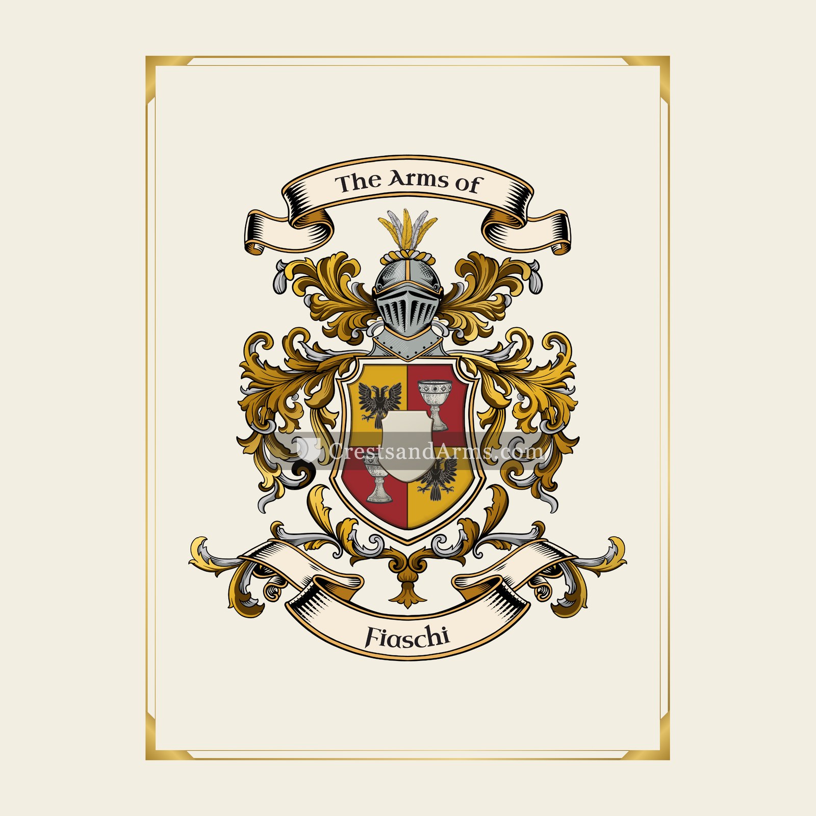 With gold border