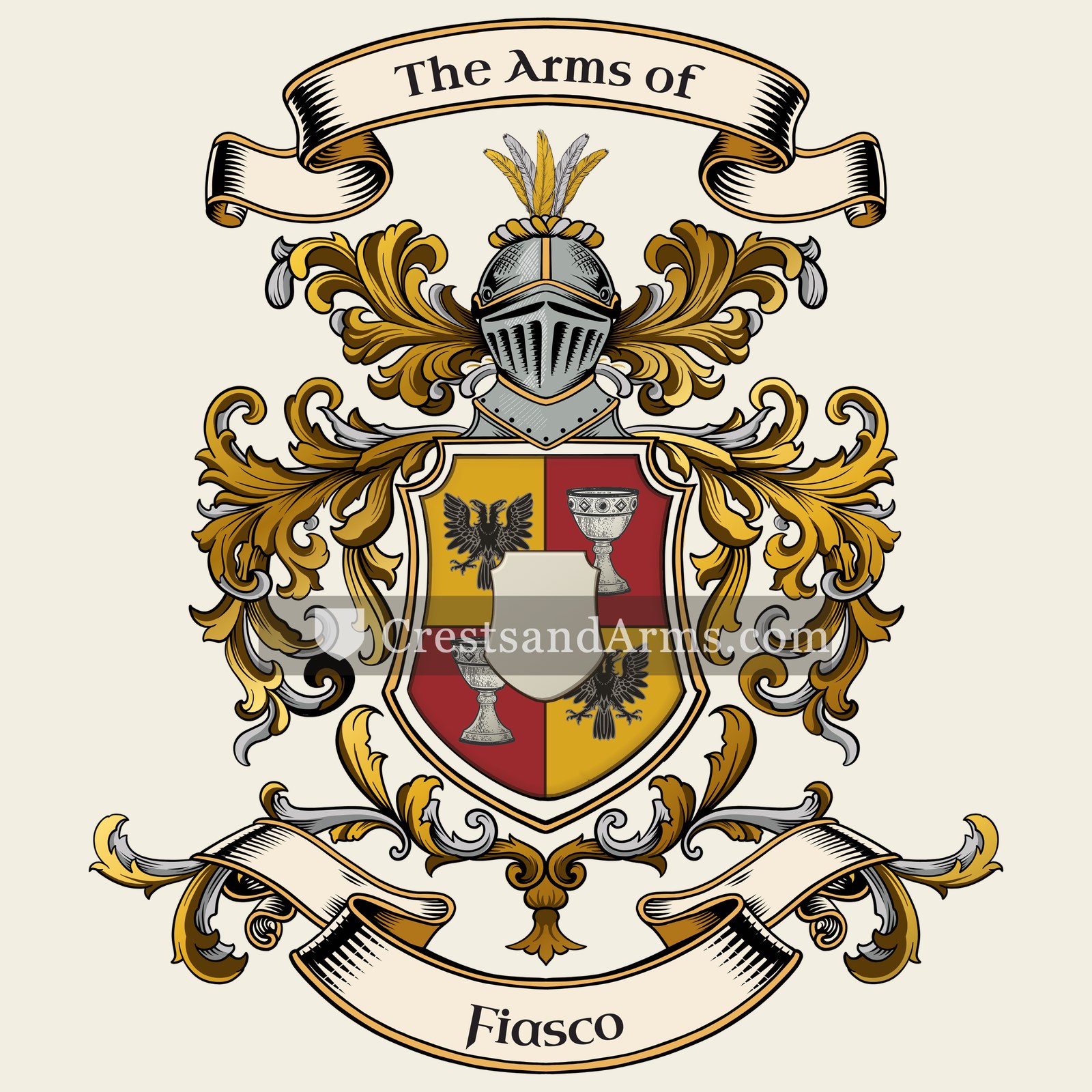 The Fiasco coat of arms, drawn from the recorded blazon