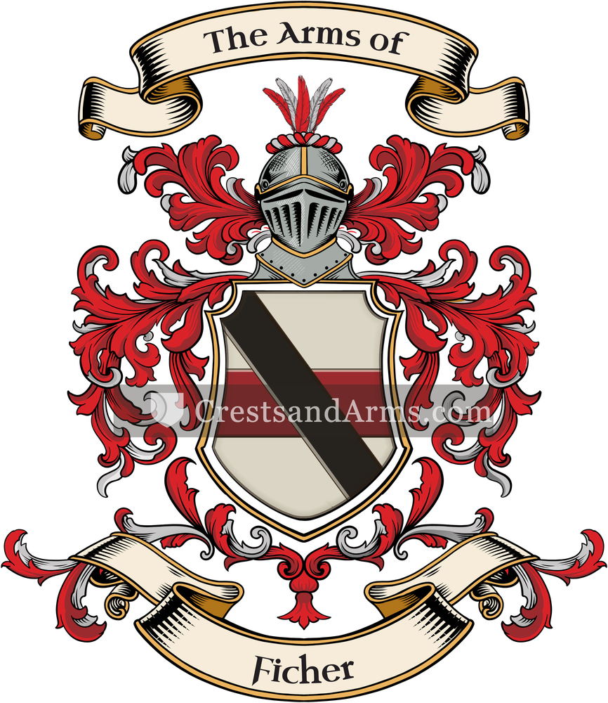 The Ficher coat of arms, drawn from the recorded blazon