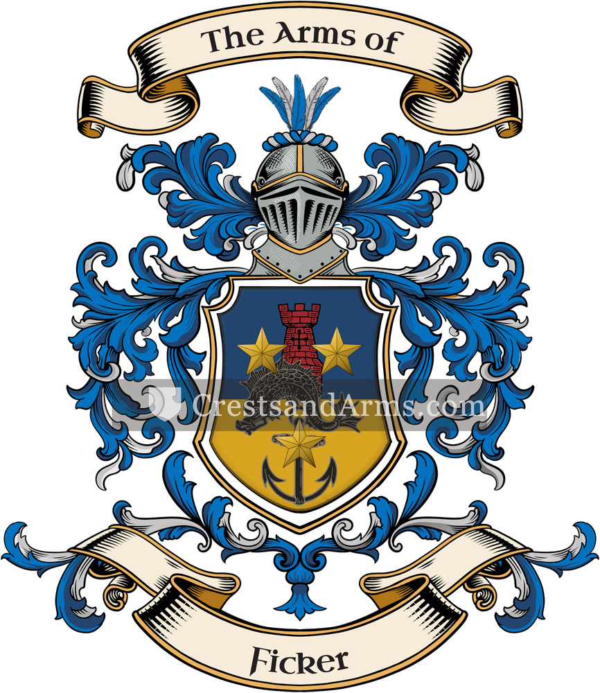 The Ficker coat of arms, drawn from the recorded blazon