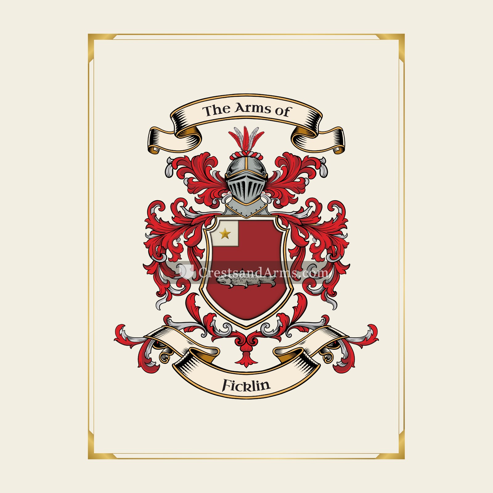 With gold border