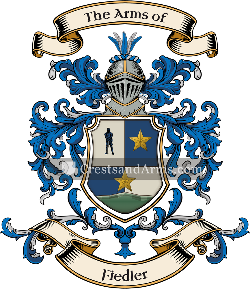 The Fiedler coat of arms, drawn from the recorded blazon