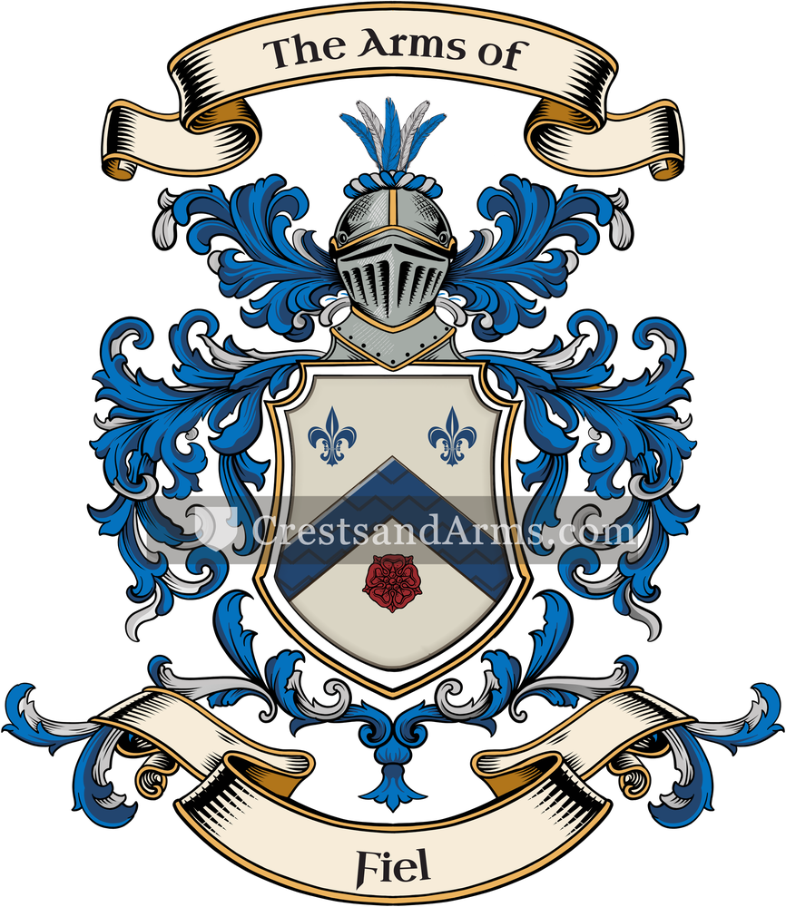 The Fiel coat of arms, drawn from the recorded blazon