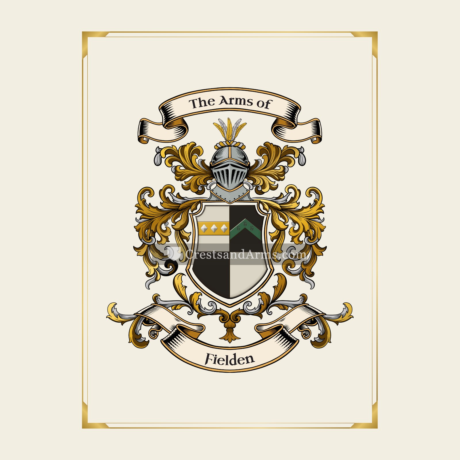 With gold border