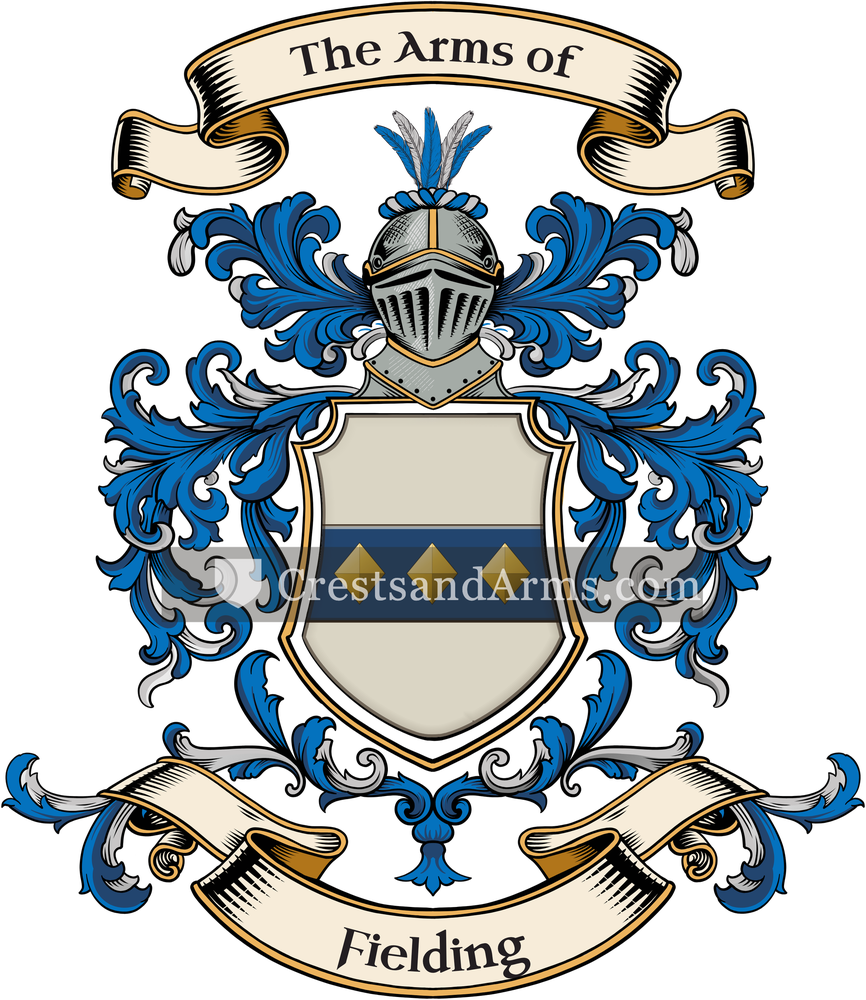 The Fielding coat of arms, drawn from the recorded blazon