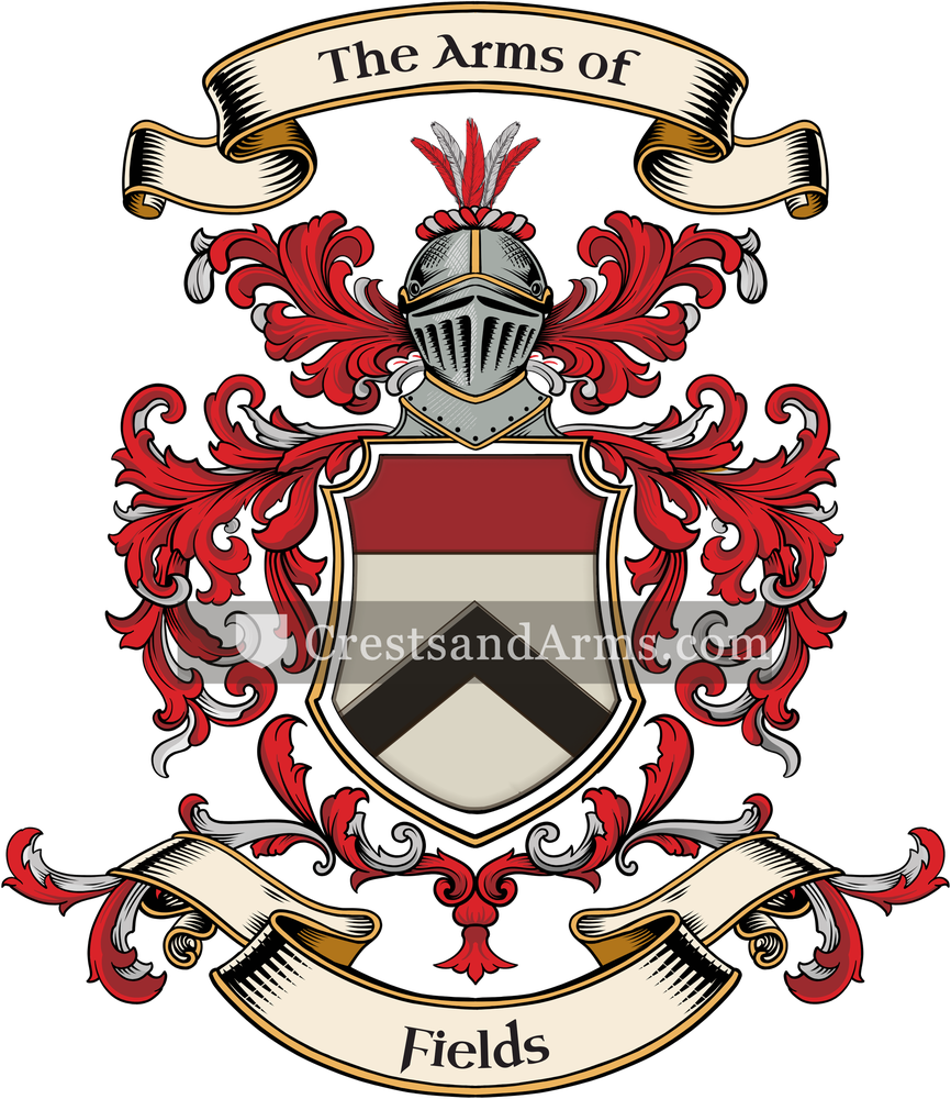 The Fields coat of arms, drawn from the recorded blazon
