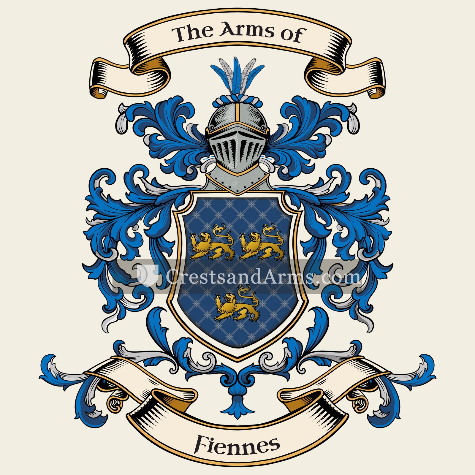 The Fiennes coat of arms, drawn from the recorded blazon
