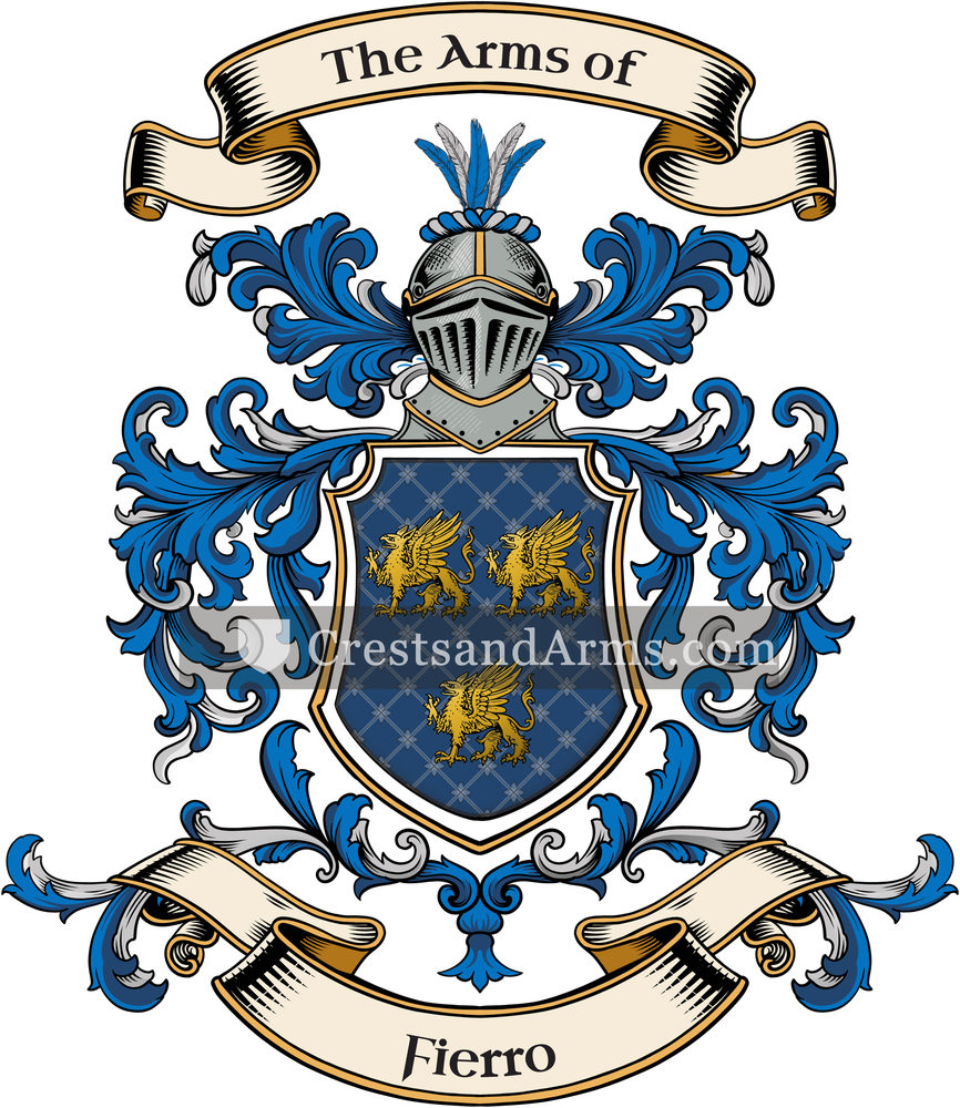The Fierro coat of arms, drawn from the recorded blazon