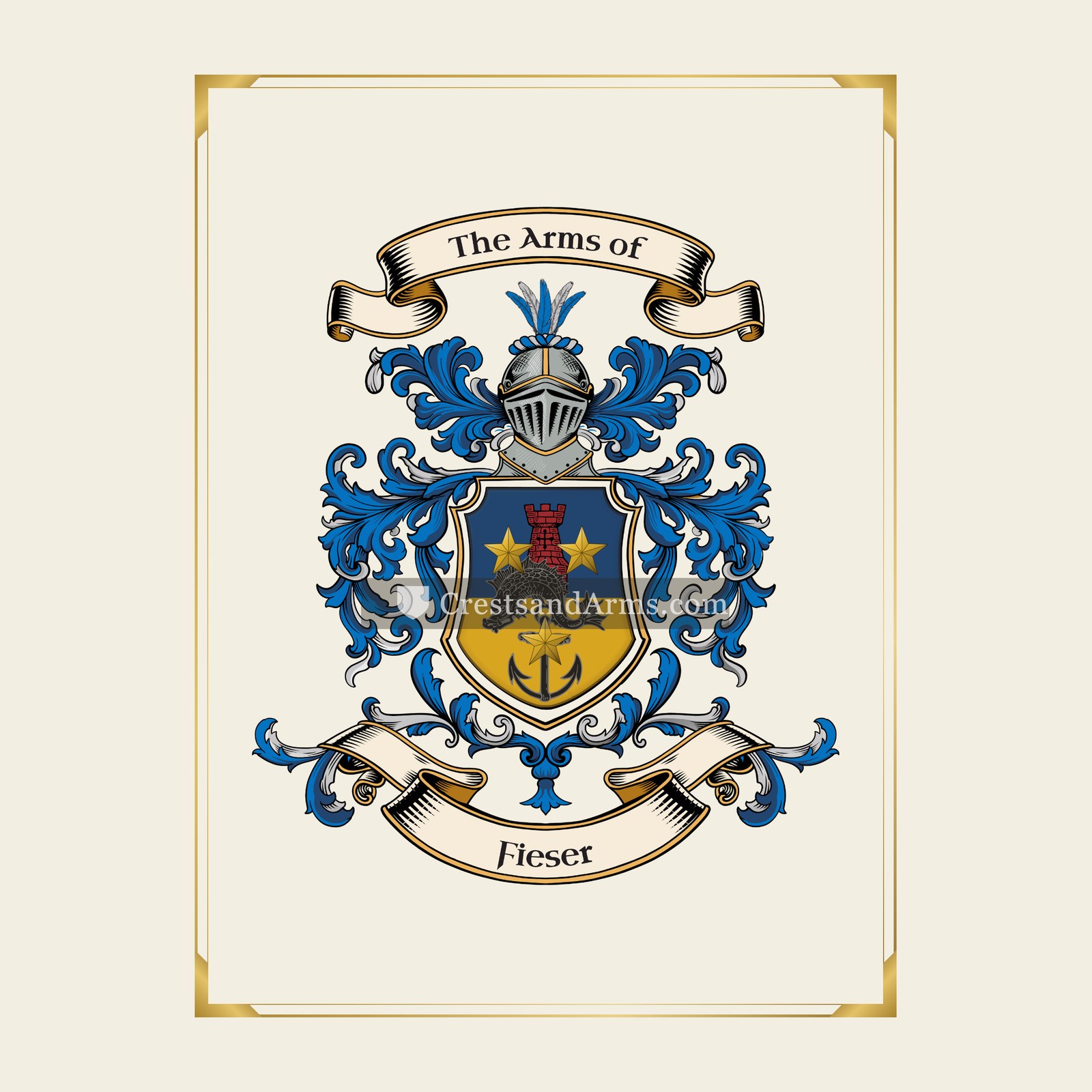 With gold border