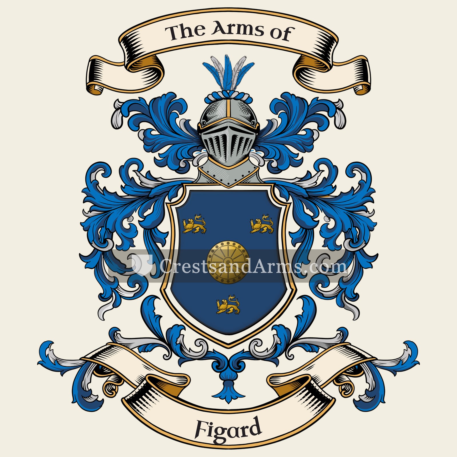 The Figard coat of arms, drawn from the recorded blazon