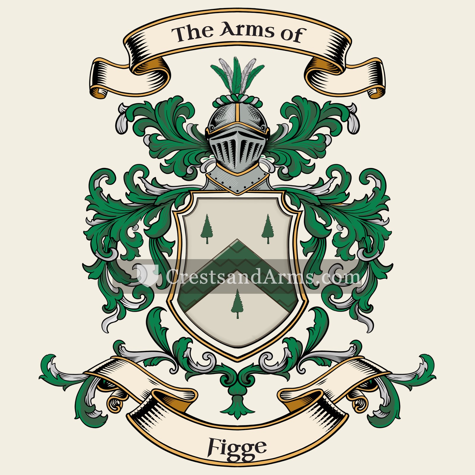 The Figge coat of arms, drawn from the recorded blazon