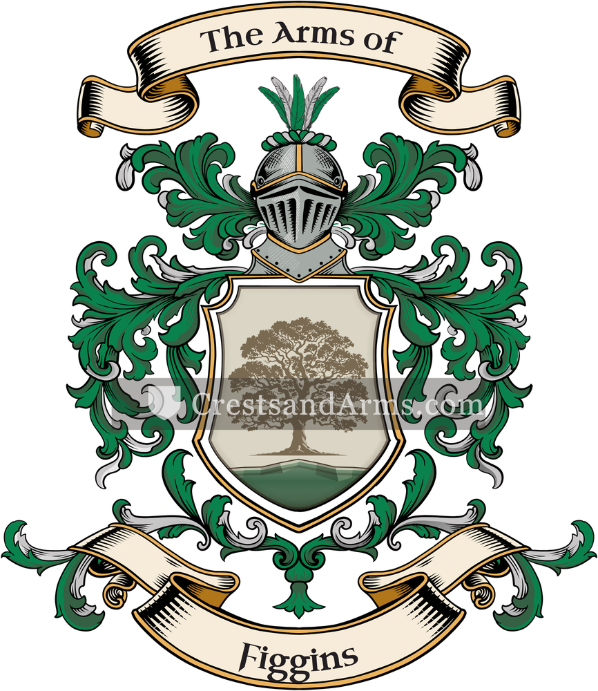 The Figgins coat of arms, drawn from the recorded blazon