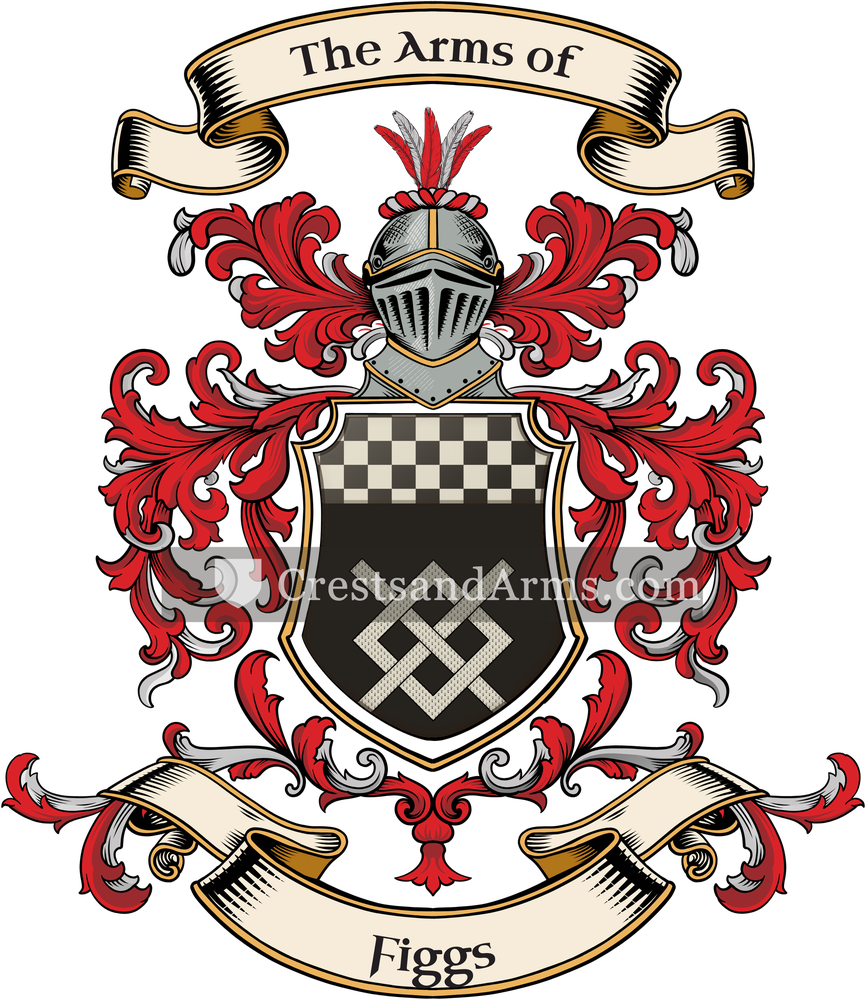 The Figgs coat of arms, drawn from the recorded blazon