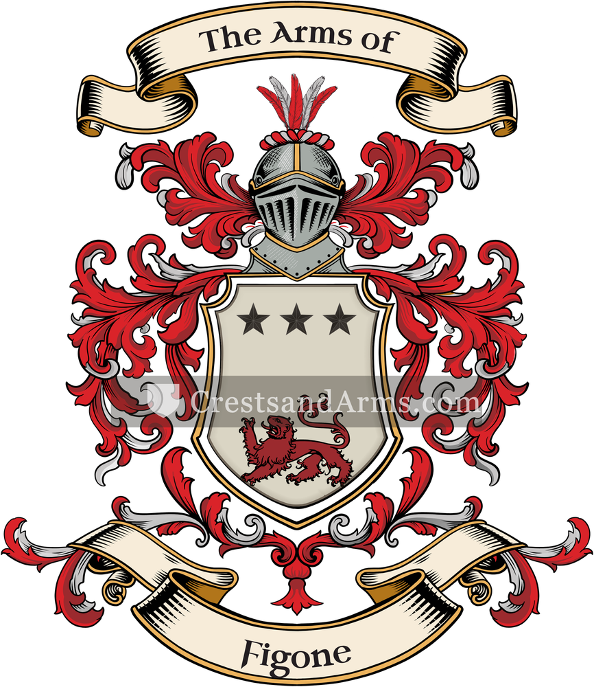 The Figone coat of arms, drawn from the recorded blazon