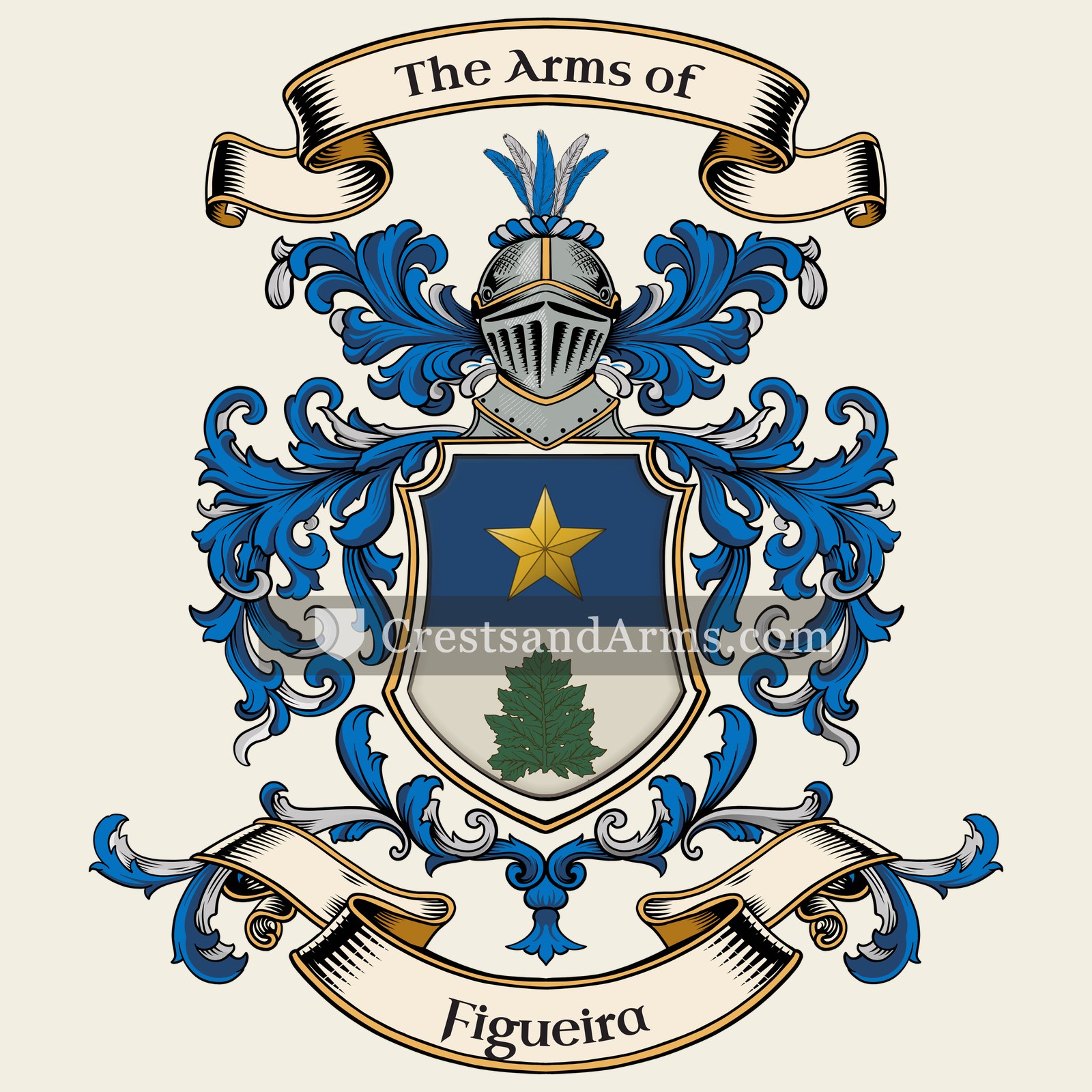 The Figueira coat of arms, drawn from the recorded blazon