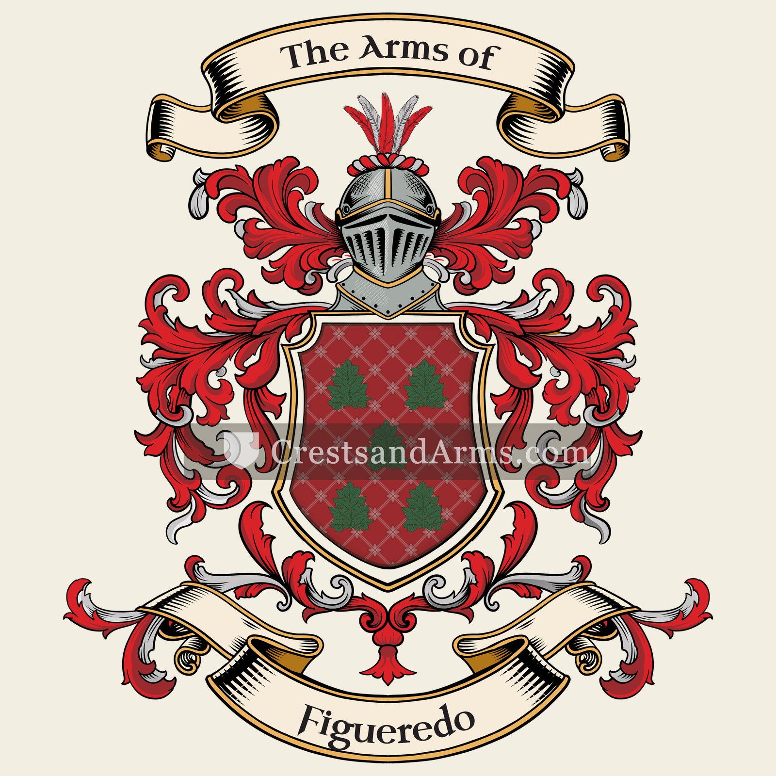 The Figueredo coat of arms, drawn from the recorded blazon