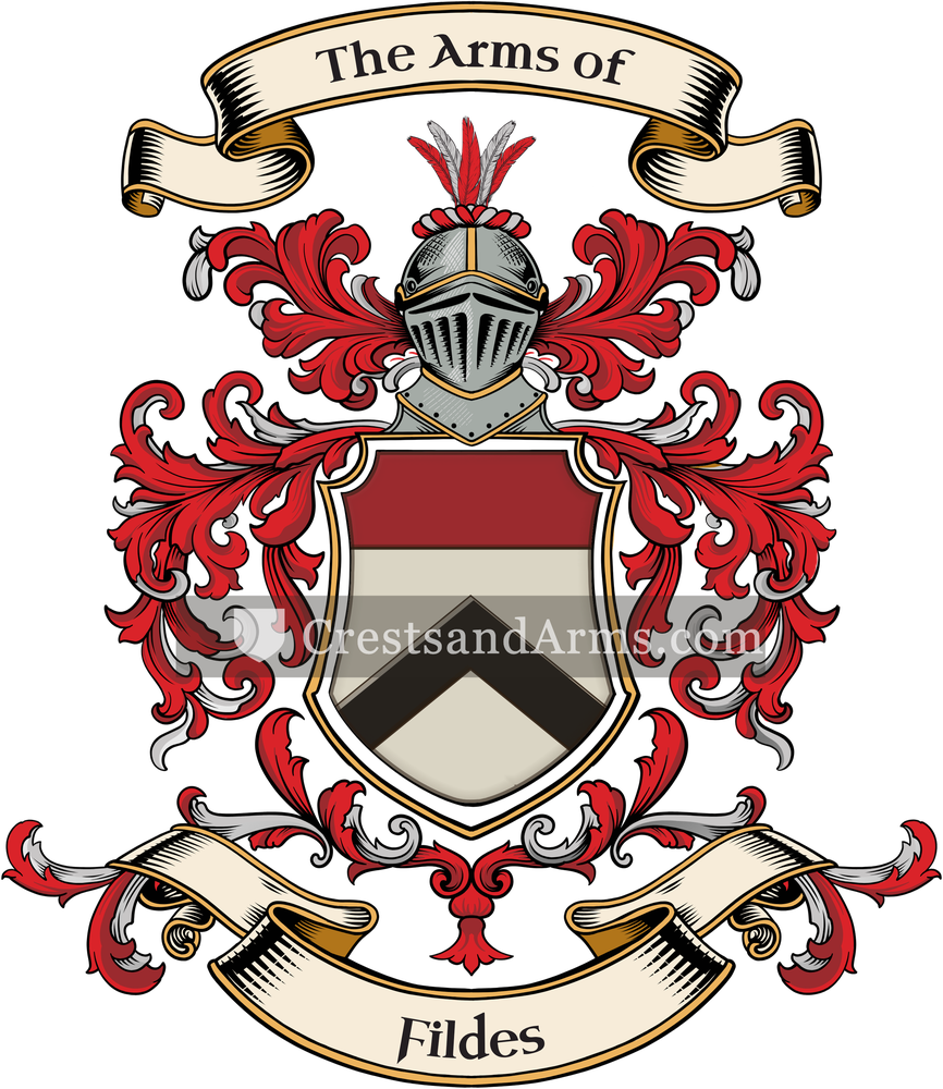 The Fildes coat of arms, drawn from the recorded blazon
