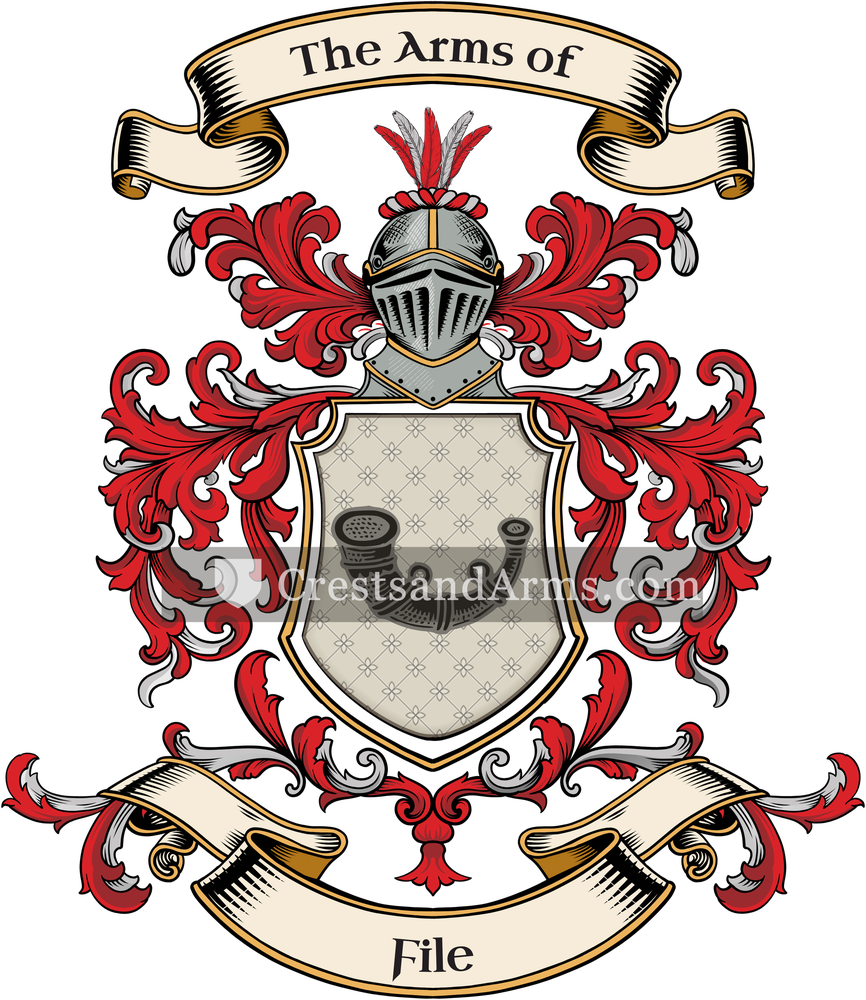 The File coat of arms, drawn from the recorded blazon