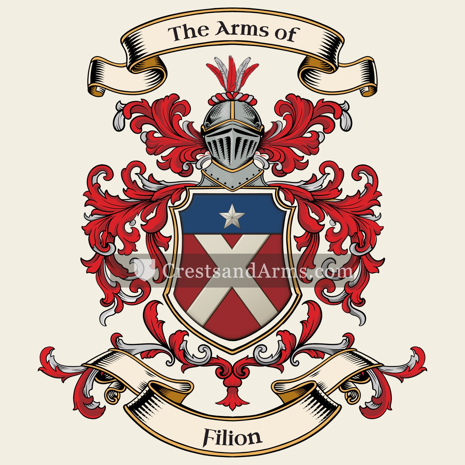 The Filion coat of arms, drawn from the recorded blazon