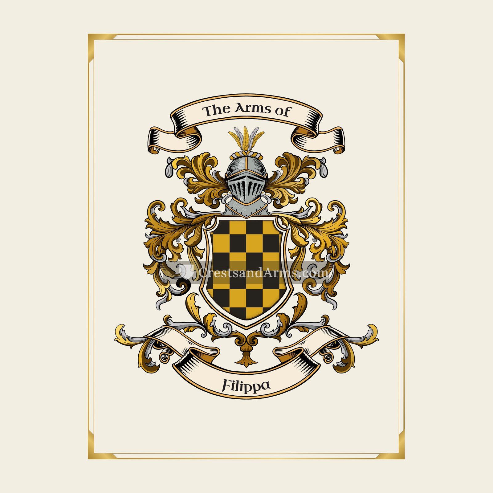 With gold border