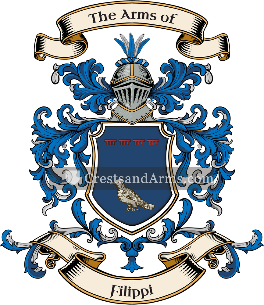 The Filippi coat of arms, drawn from the recorded blazon