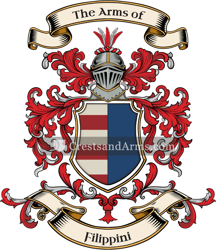 The Filippini coat of arms, drawn from the recorded blazon