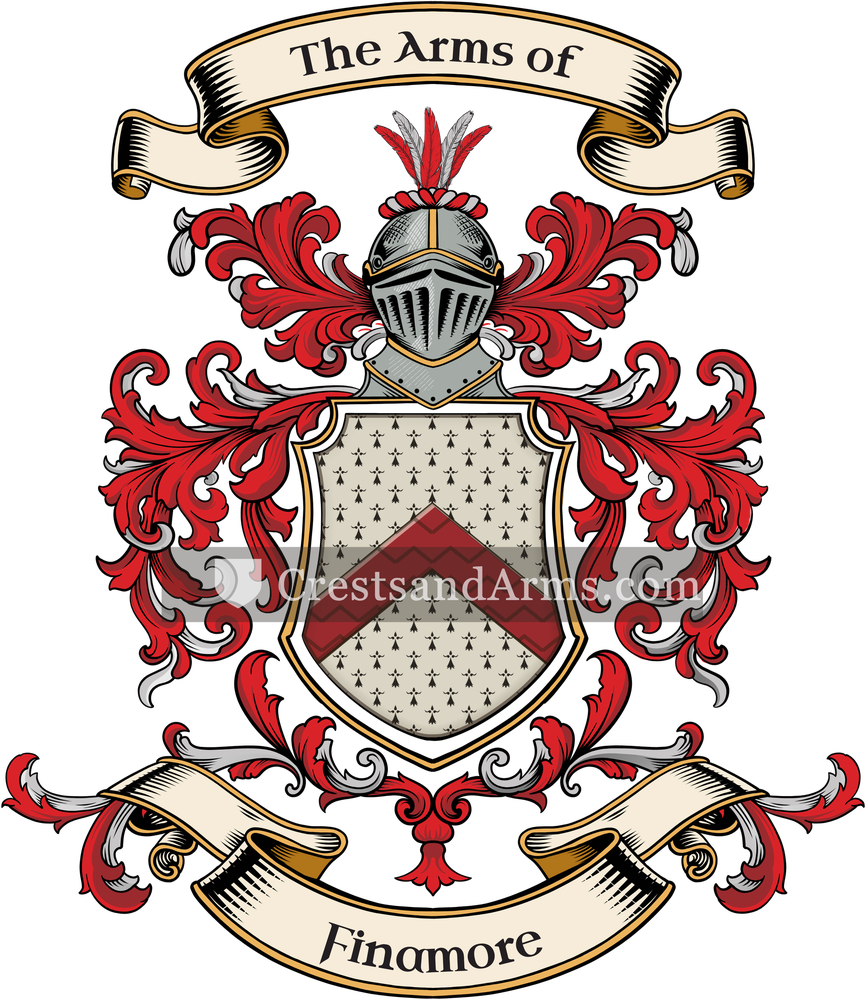 The Finamore coat of arms, drawn from the recorded blazon