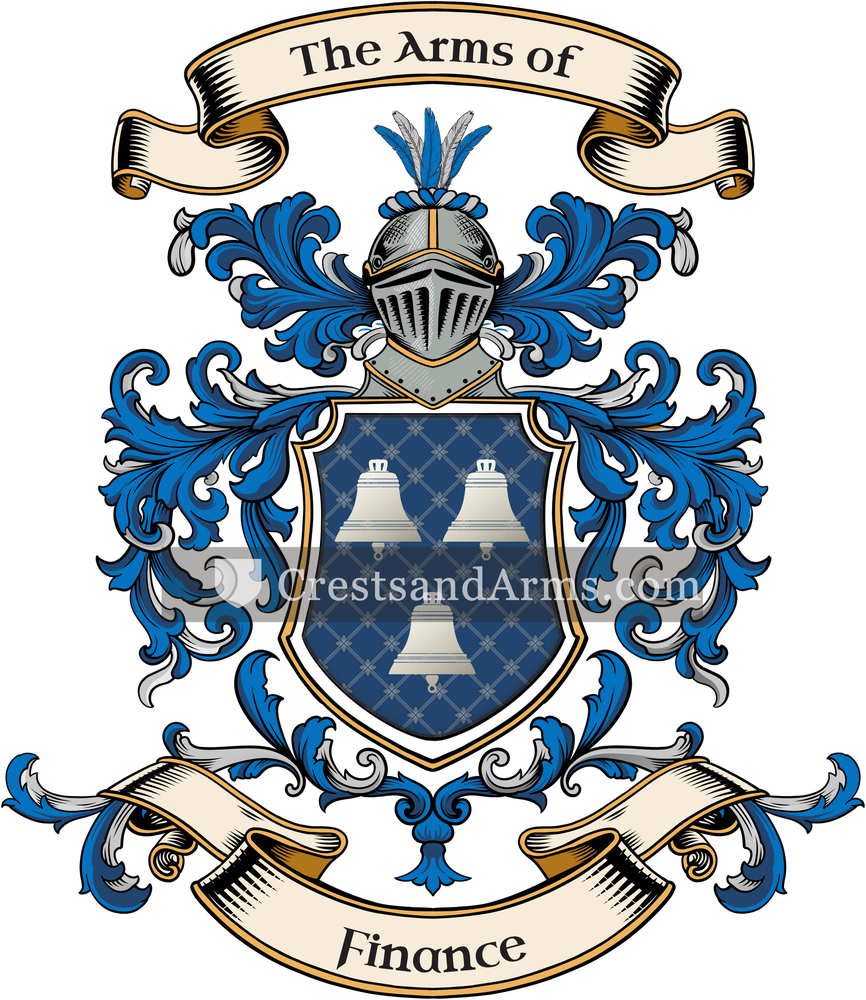 The Finance coat of arms, drawn from the recorded blazon