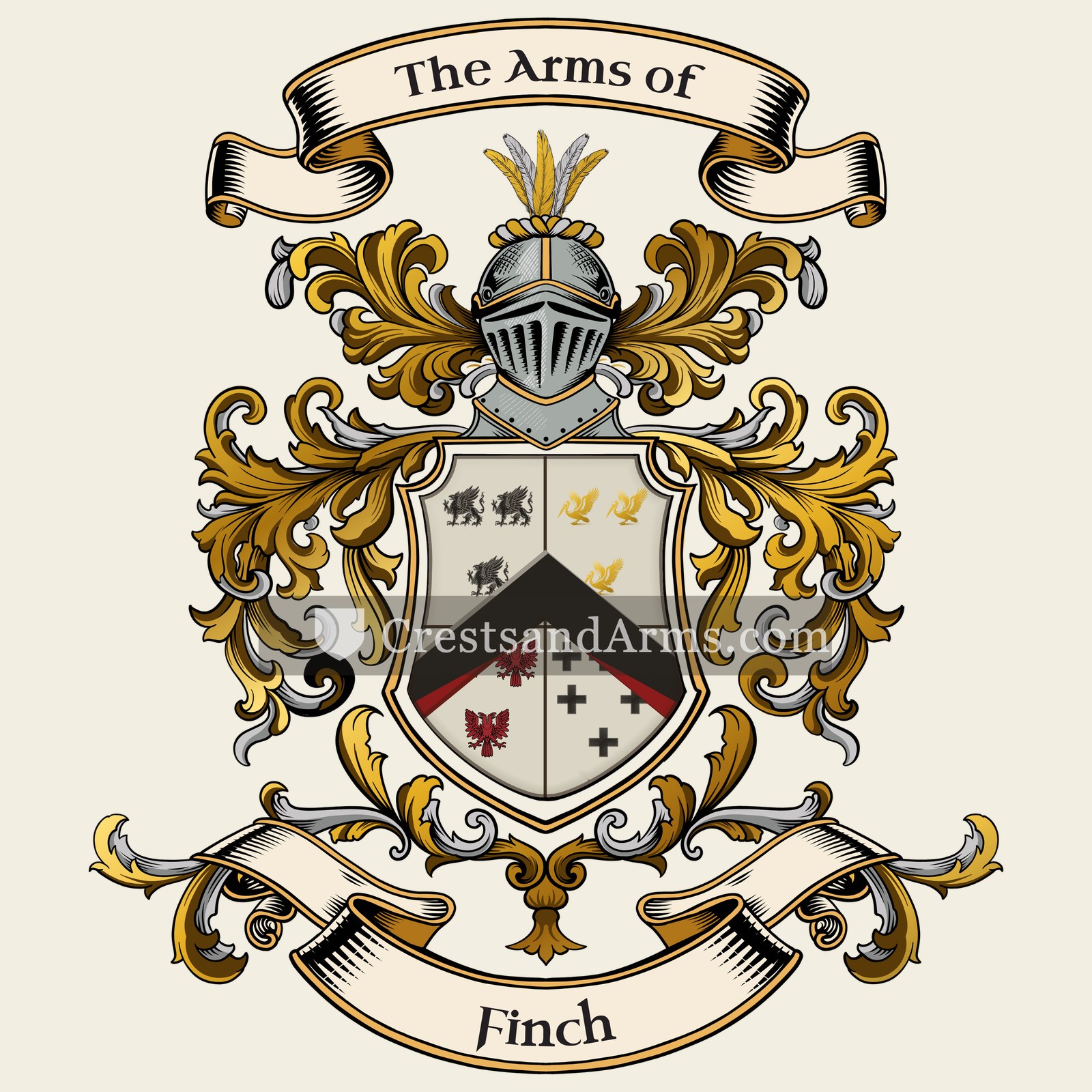 The Finch coat of arms, drawn from the recorded blazon