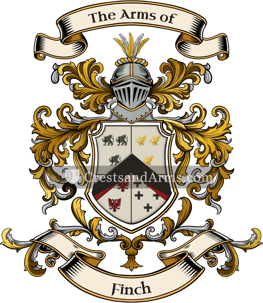 The Finch coat of arms, drawn from the recorded blazon