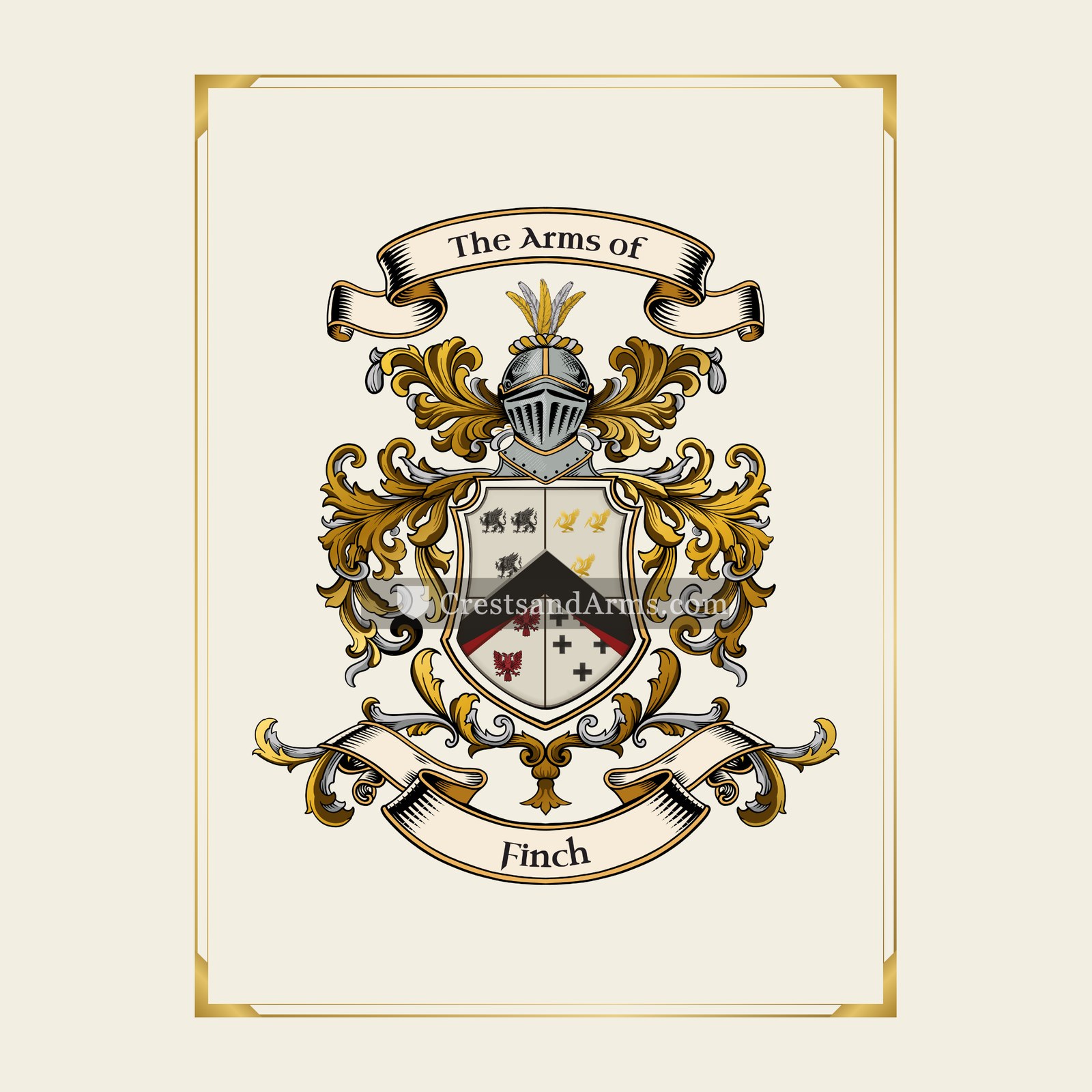 With gold border