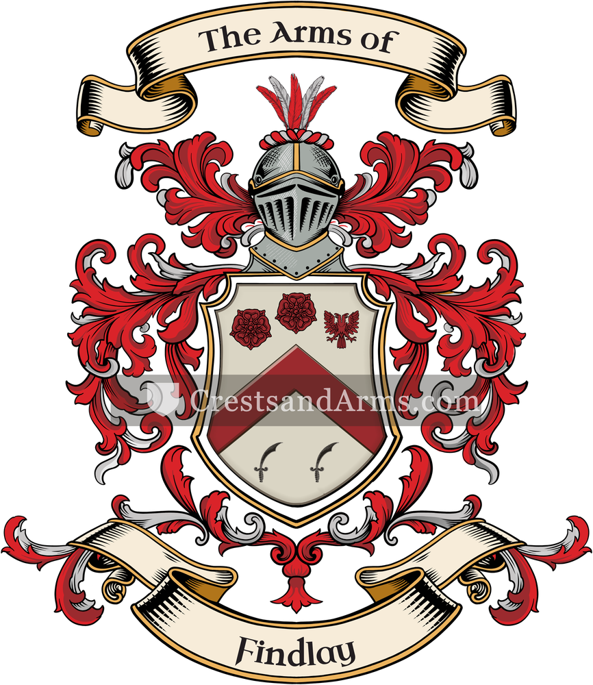 The Findlay coat of arms, drawn from the recorded blazon