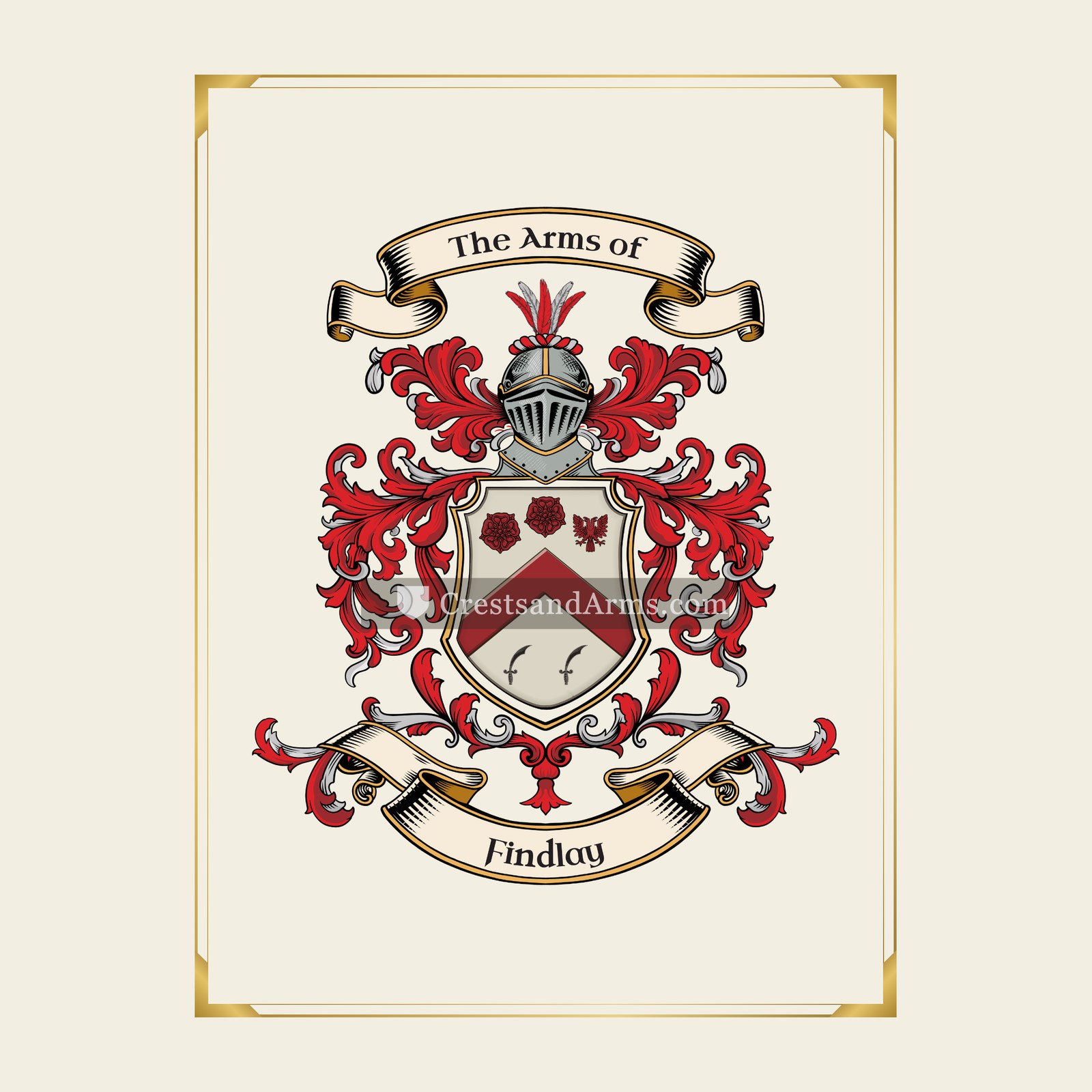 With gold border