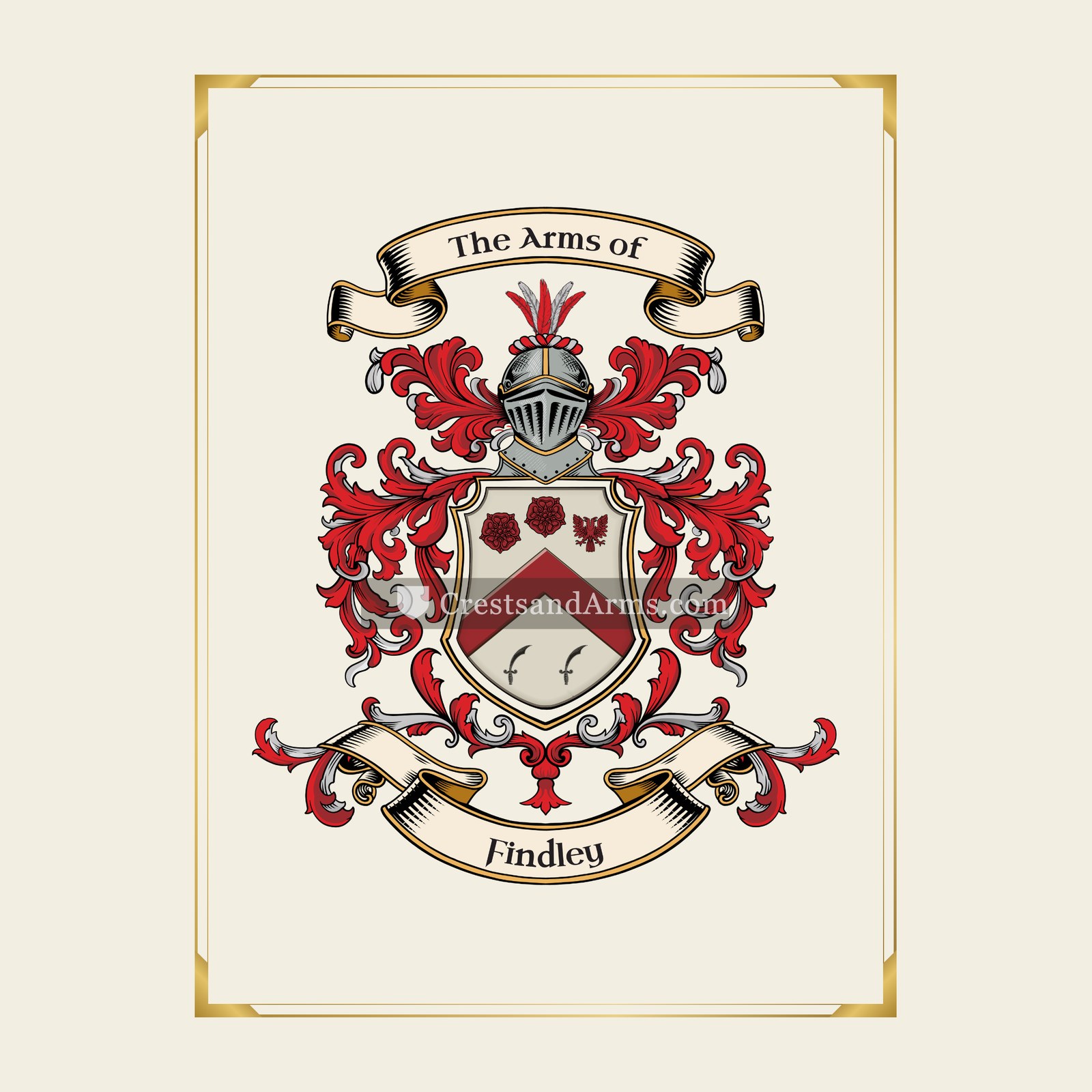 With gold border