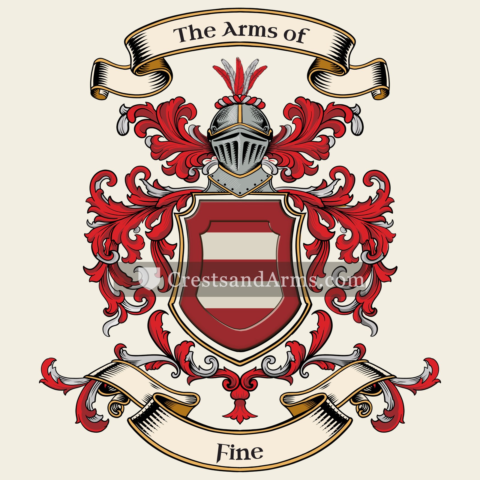 The Fine coat of arms, drawn from the recorded blazon