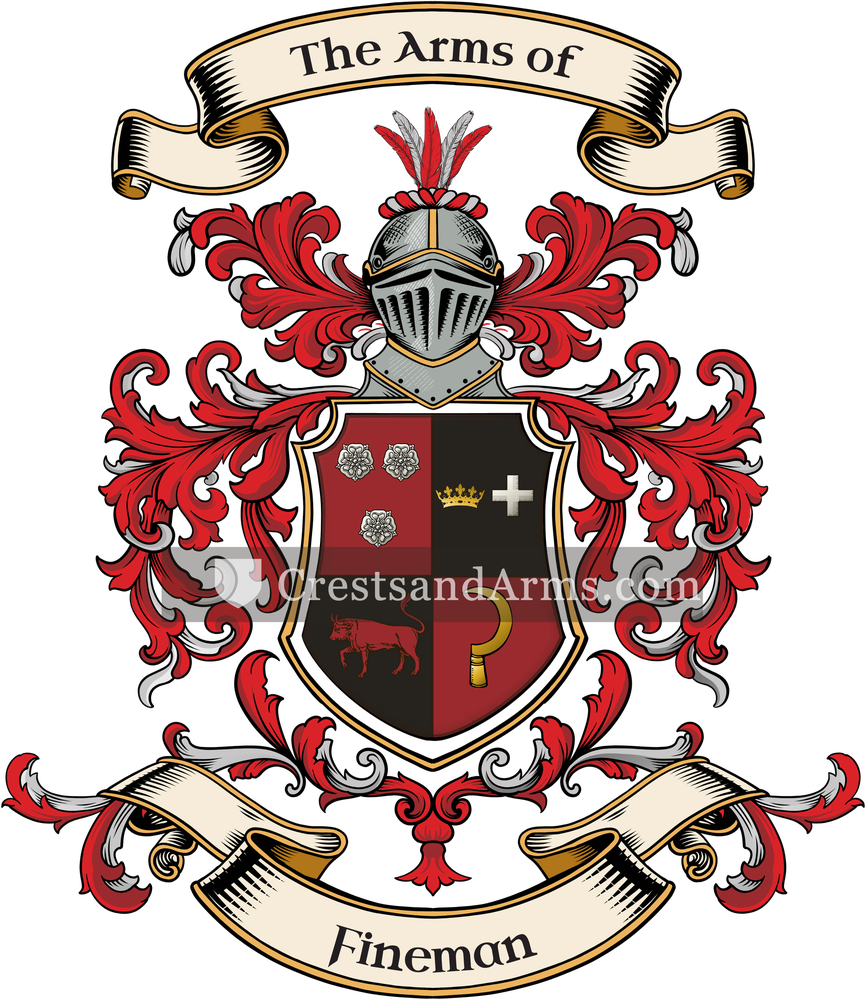 The Fineman coat of arms, drawn from the recorded blazon
